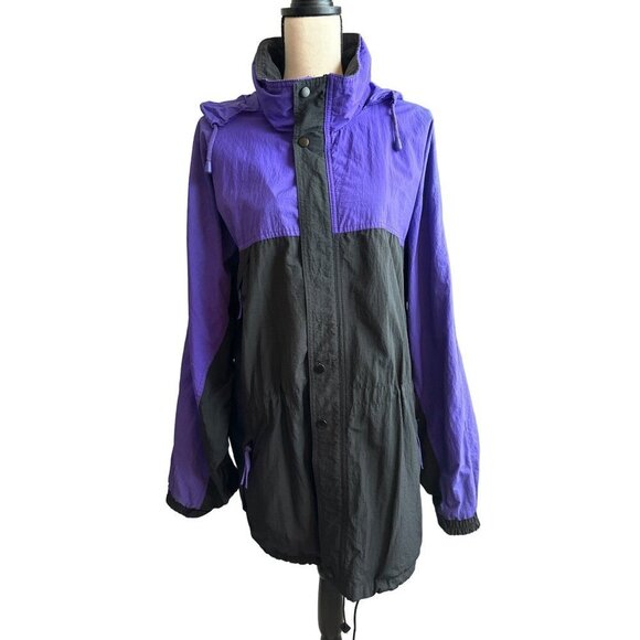 Dunbrooke VINTAGE Jacket Coat Purple 90s Hood Net Lining Mid Length Size XL - Picture 1 of 9